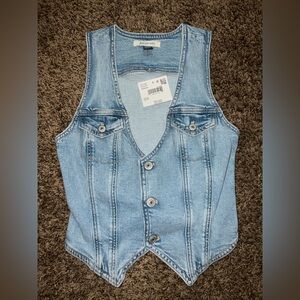 American Eagle Outfitters Light Blue Denim Vest